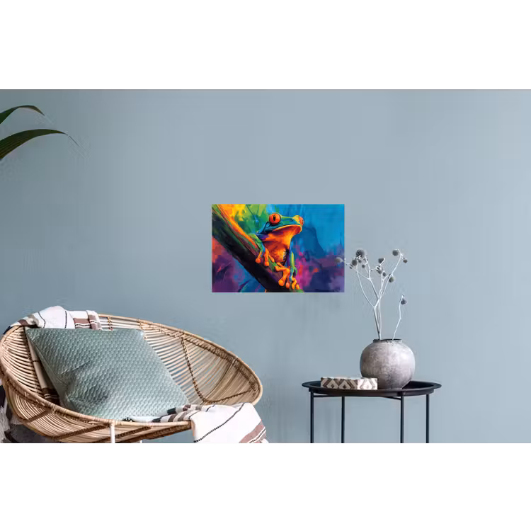 Muursticker - Kikker - Felgekleurd - Tak - Regenboog — 4