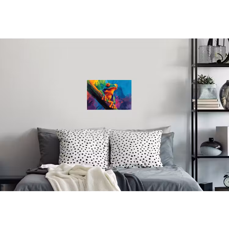 Muursticker - Kikker - Felgekleurd - Tak - Regenboog — 5