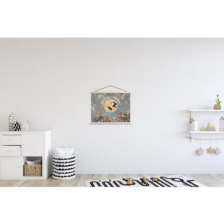 Schoolplaat - Kraanvogels - Maan - Bloemen - Blauw — 3