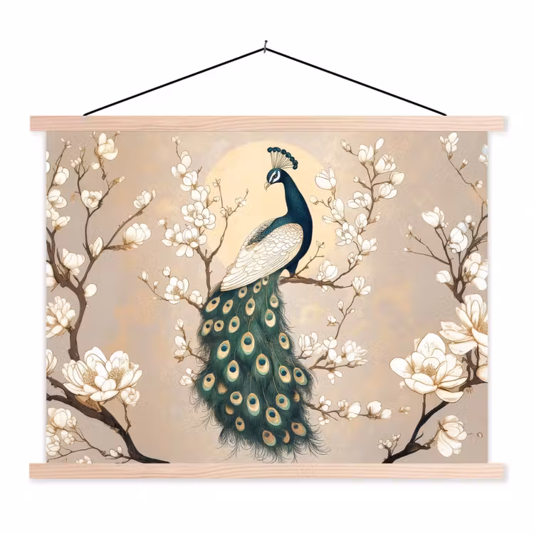 Schoolplaat - Pauw - Tak - Bloemen — 1