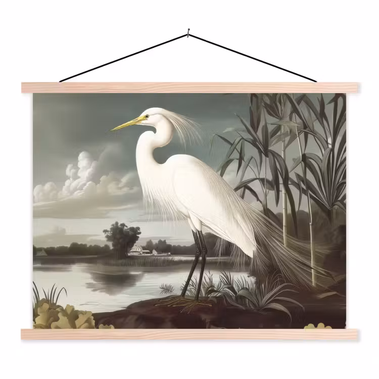 Schoolplaat - Reiger - Planten - Wolken - Wit — 1