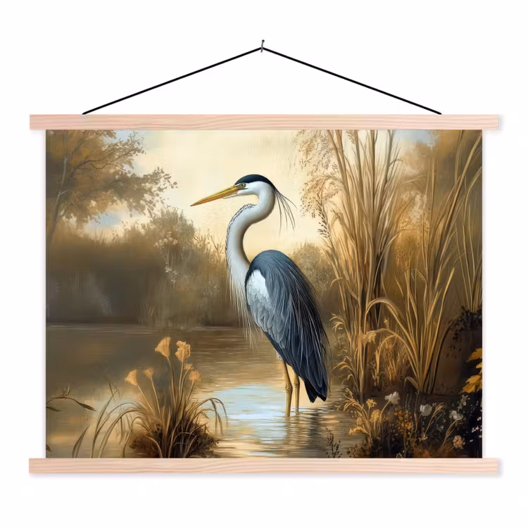 Schoolplaat - Reiger - Water - Planten — 1