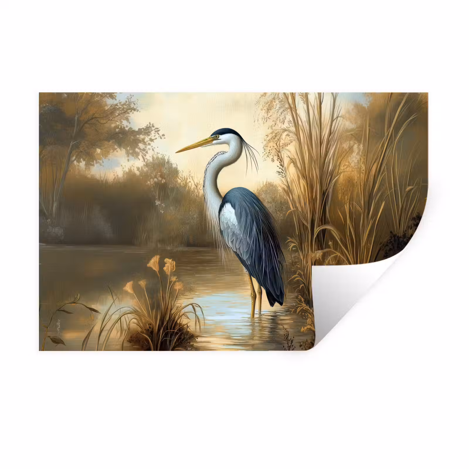 Muursticker - Reiger - Water - Planten — 1