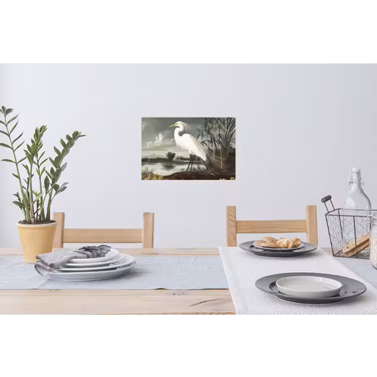 Muursticker - Reiger - Planten - Wolken - Wit — 3