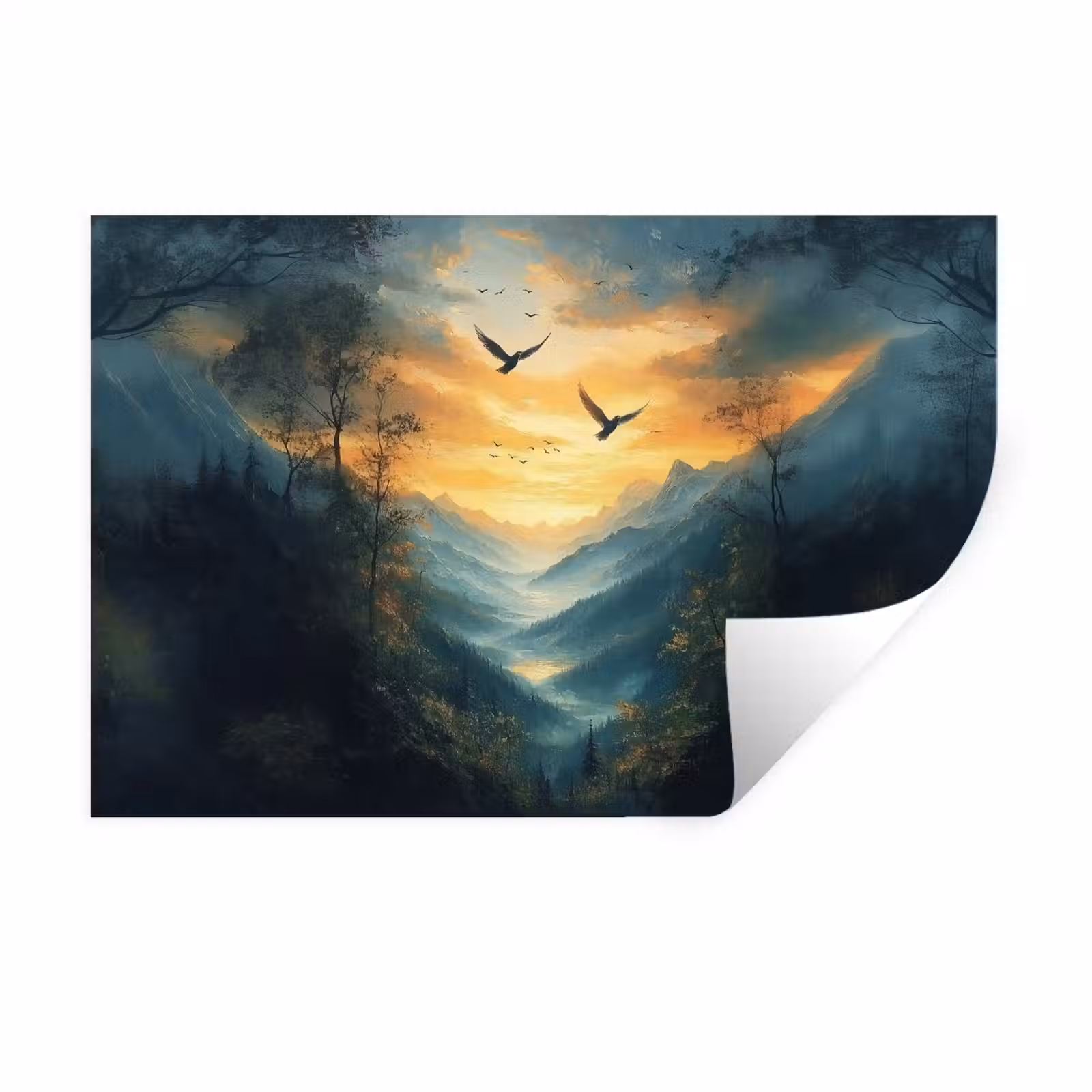 Muursticker - Vogels - Zon - Bomen - Groen — 1