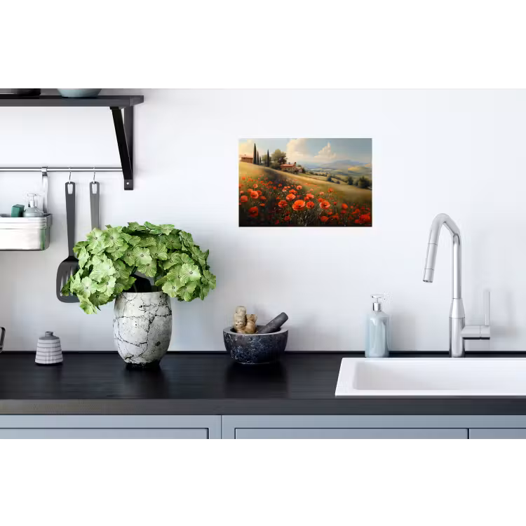 Muursticker - Klaprozen - Rood - Heuvels - Landschap — 2