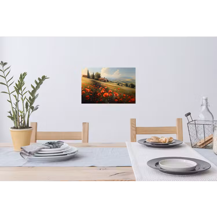 Muursticker - Klaprozen - Rood - Heuvels - Landschap — 3