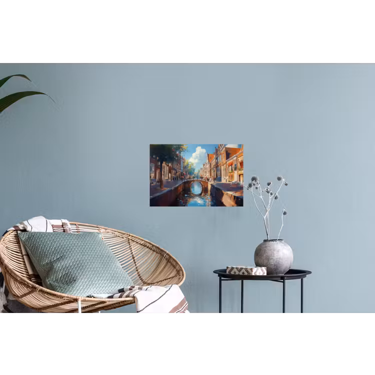 Muursticker - Stad - Gracht - Zon - Fietsen — 4