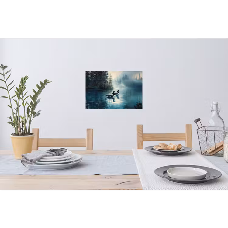 Muursticker - Bos - Water - Eenden - Mistig — 3