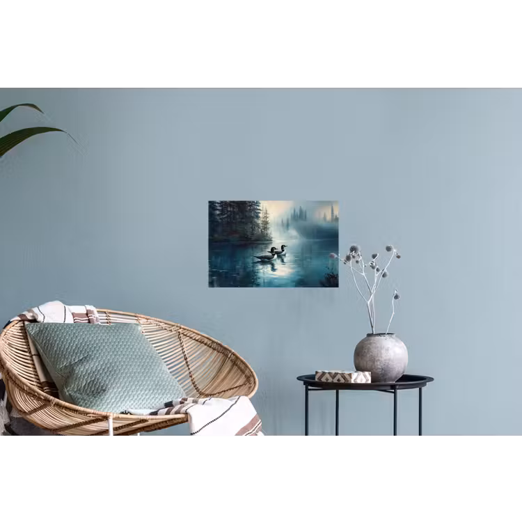 Muursticker - Bos - Water - Eenden - Mistig — 4