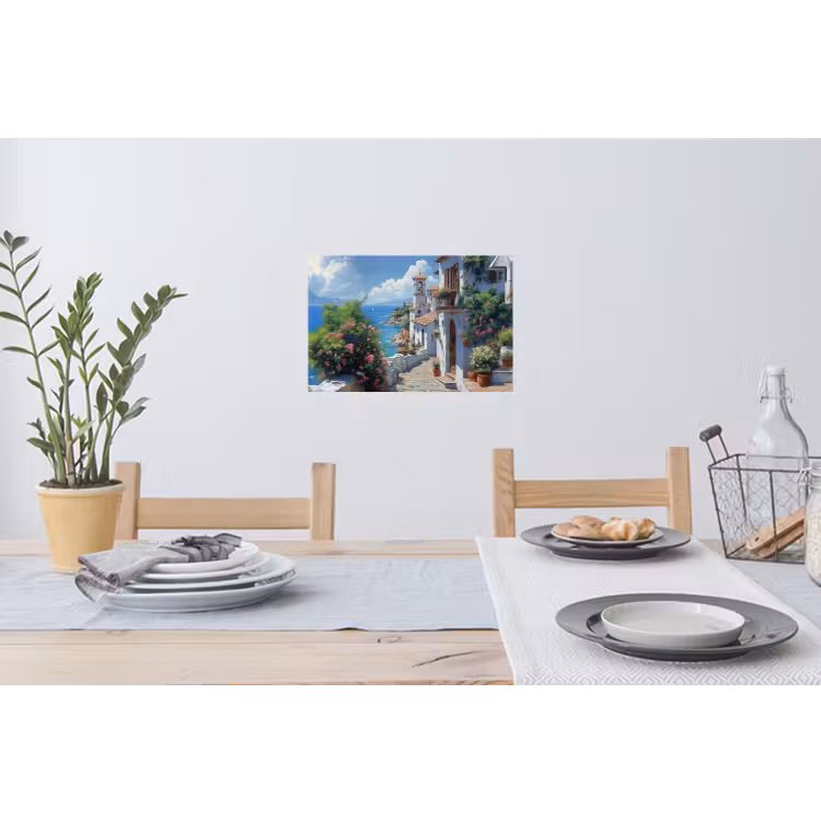 Muursticker - Huizen - Zee - Bomen - Bloemen — 3