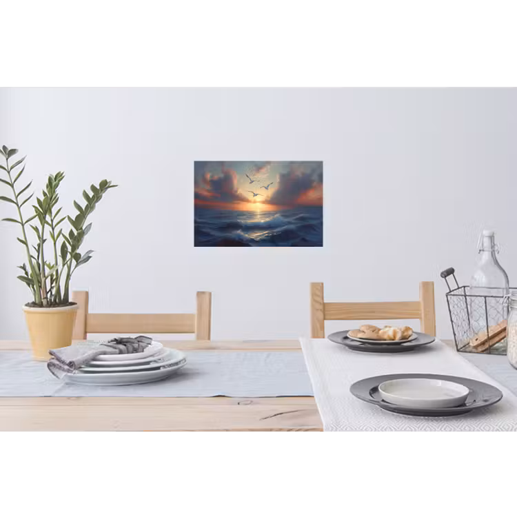 Muursticker - Meeuwen - Zonsondergang - Zee - Wolken — 3