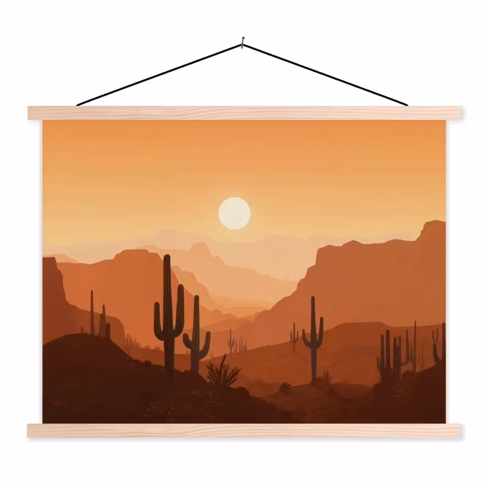 Schoolplaat - Landschap - Woestijn - Cactussen - Zon — 1
