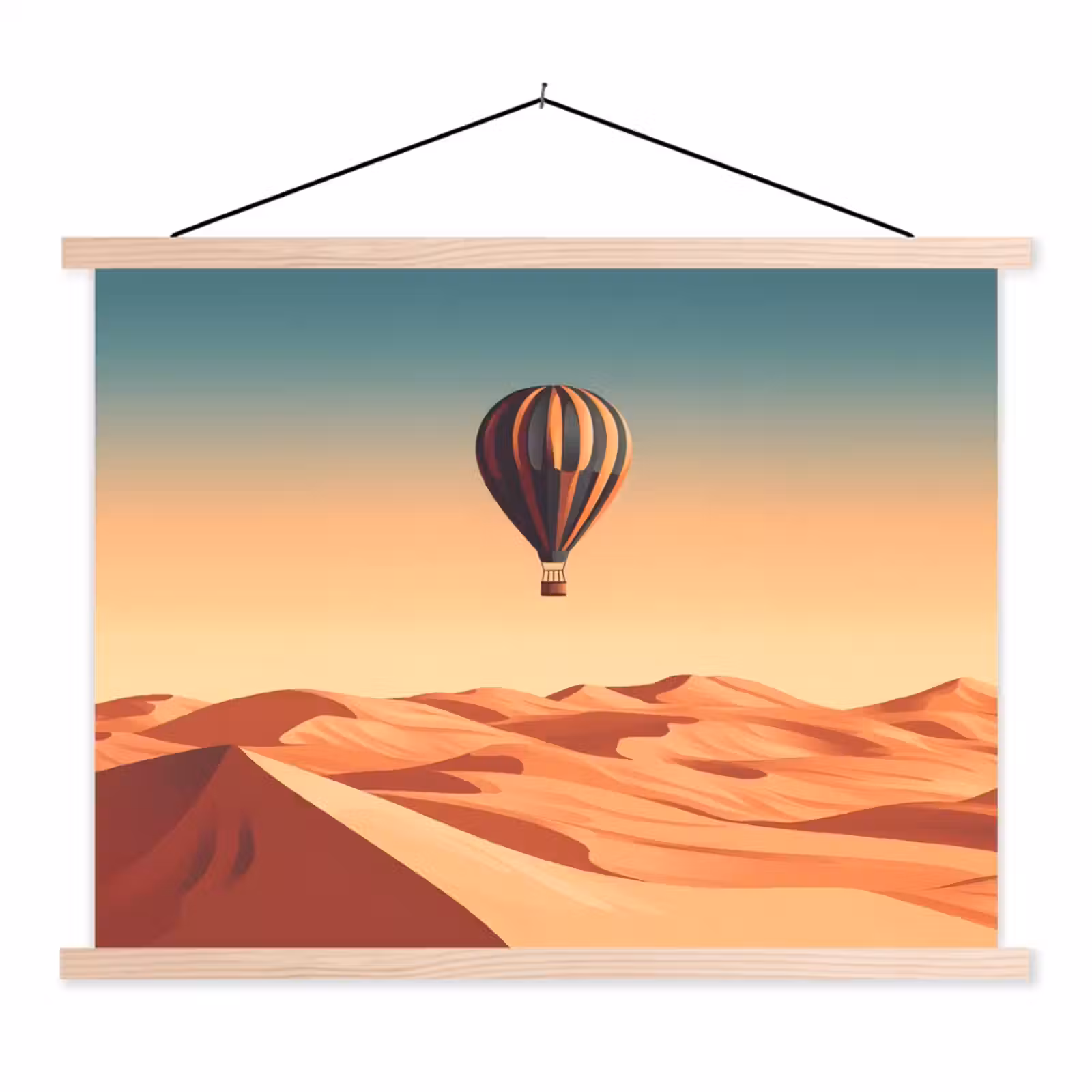 Schoolplaat - Luchtballon - Woestijn - Zonsondergang - Blauw — 1