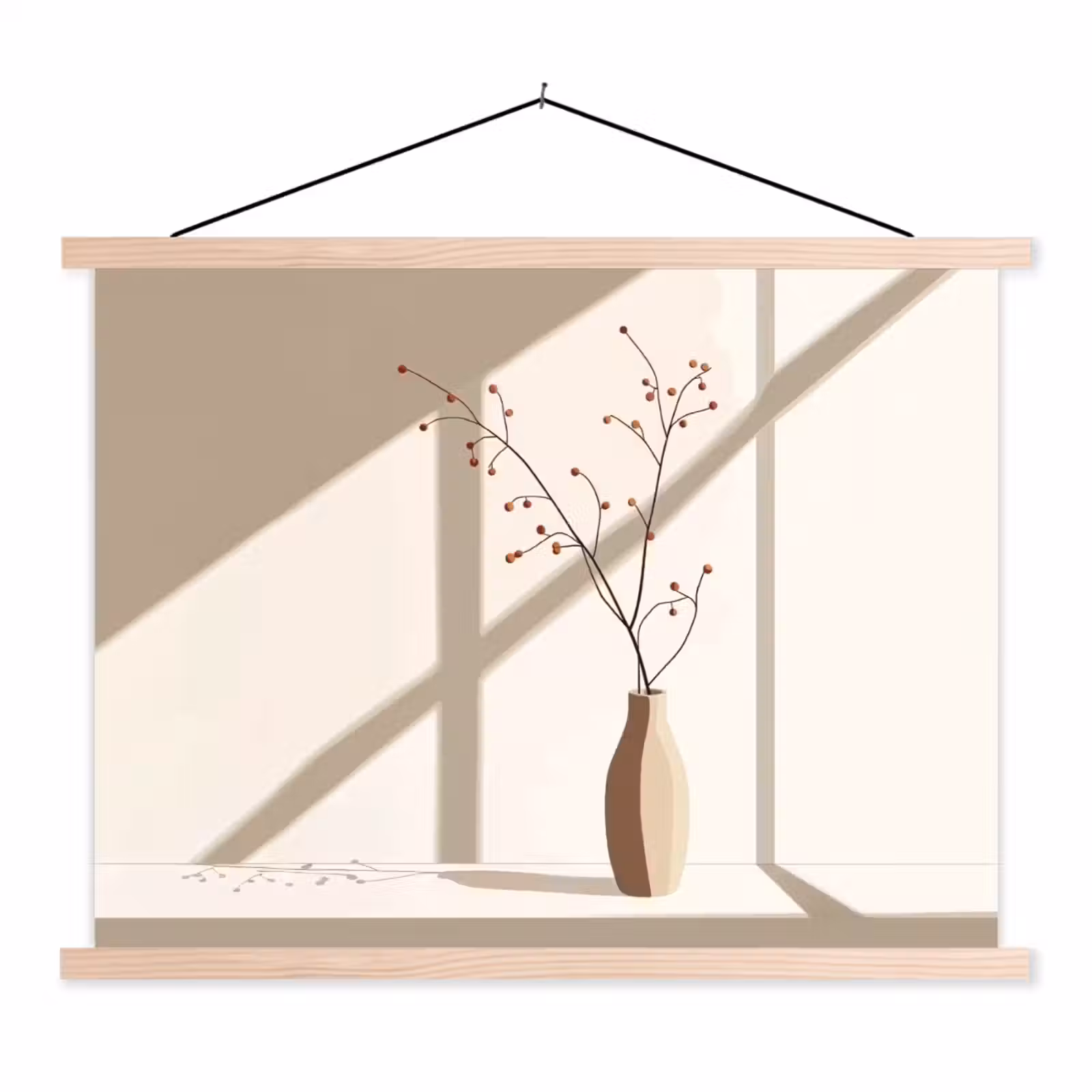 Schoolplaat - Vaas - Takken - Bessen - Minimalistisch — 1