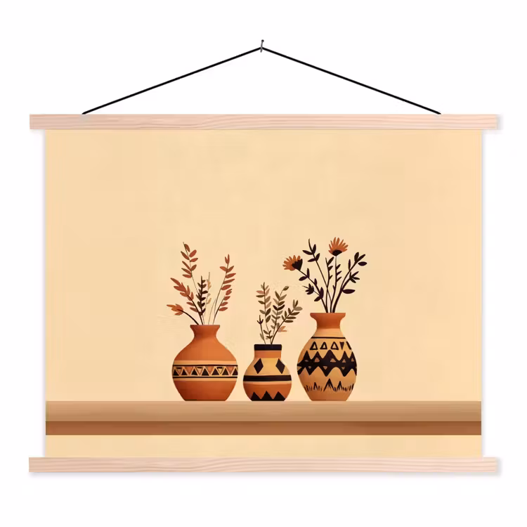 Schoolplaat - Vazen - Bloemen - Bladeren - Minimalistisch — 1