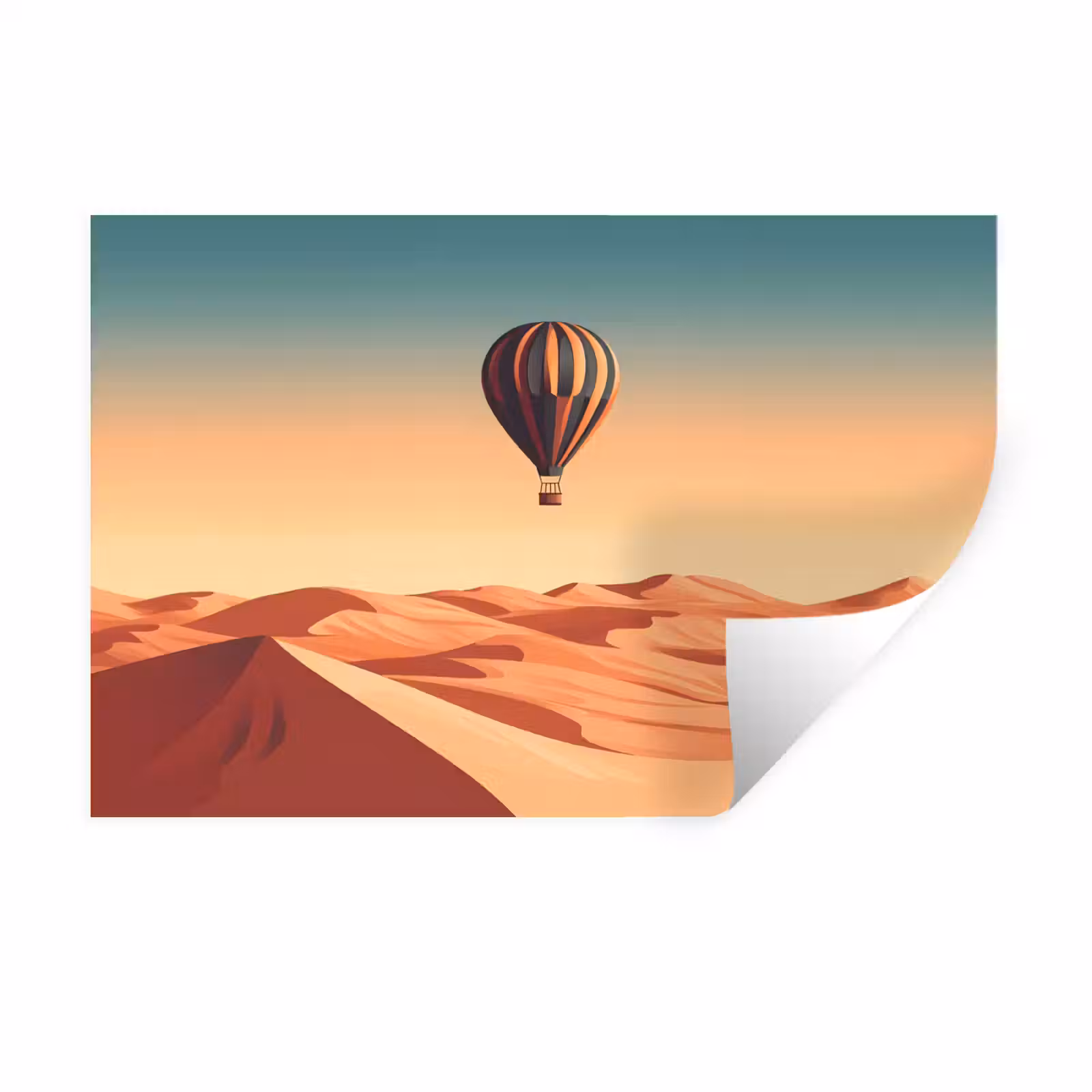 Muursticker - Luchtballon - Woestijn - Zonsondergang - Blauw — 1