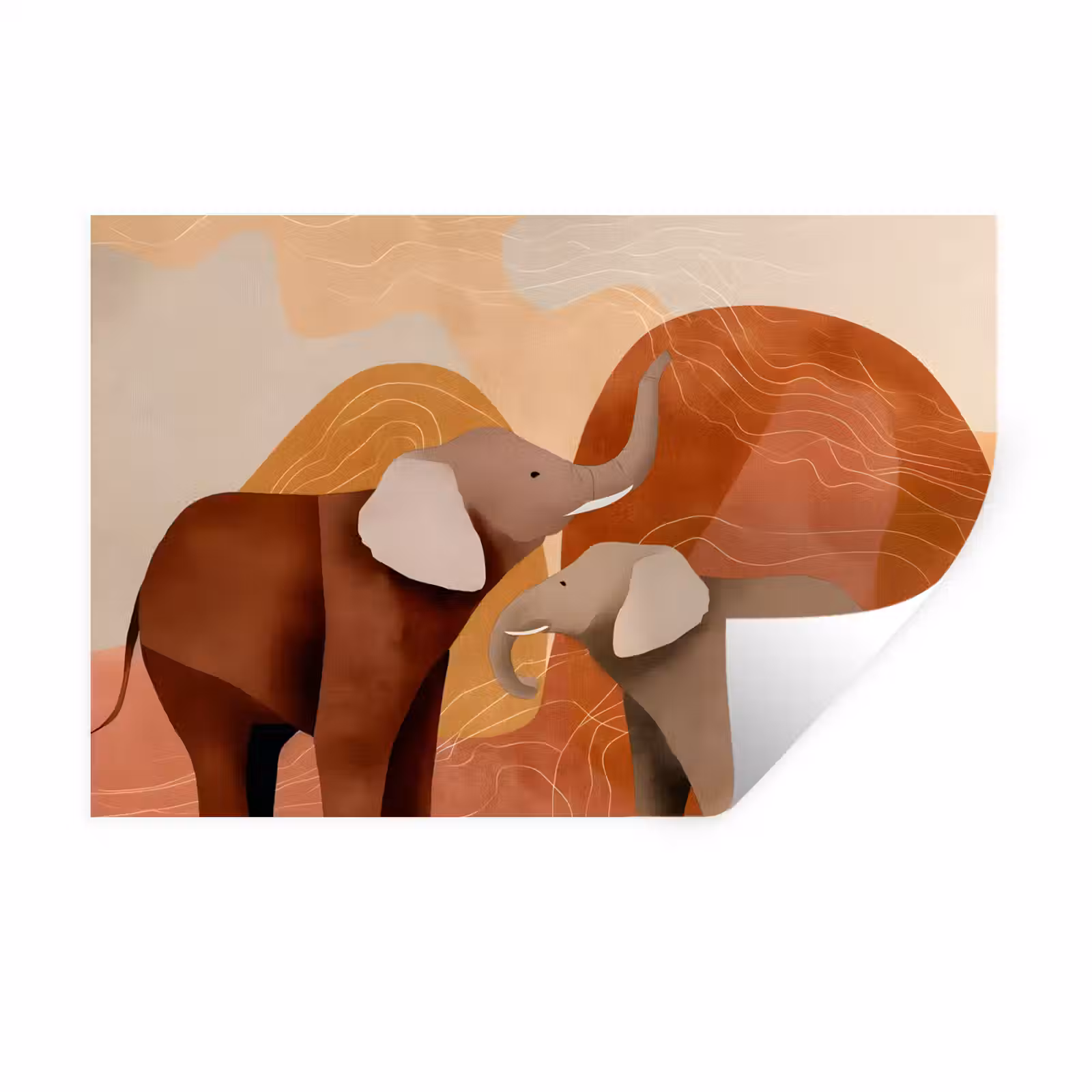 Muursticker - Olifanten - Oranje - Abstract — 1
