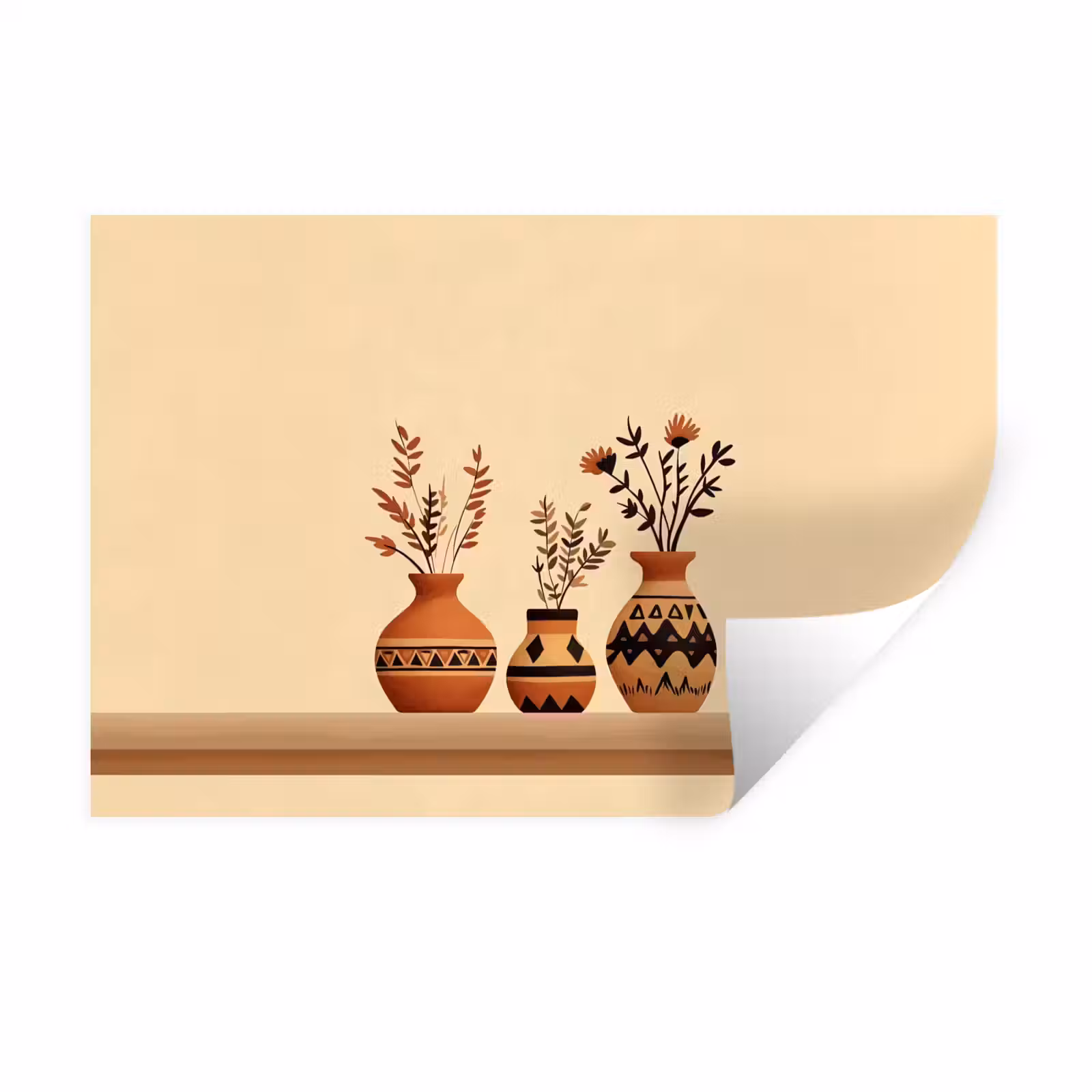 Muursticker - Vazen - Bloemen - Bladeren - Minimalistisch — 1