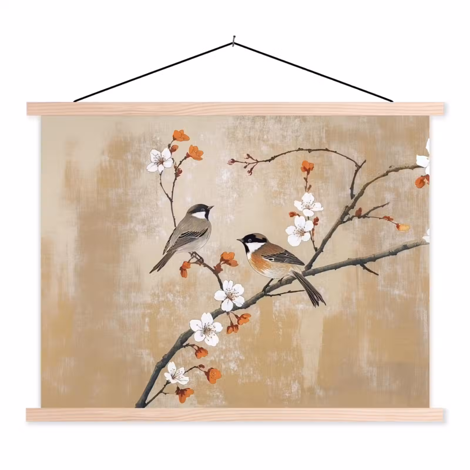 Schoolplaat - Vogels - Bloesemtak - Bloemen - Oranje — 1