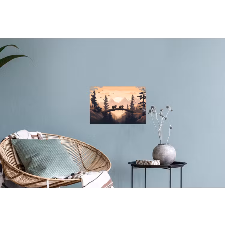 Muursticker - Beren - Bomen - Landschap - Zonsondergang — 4