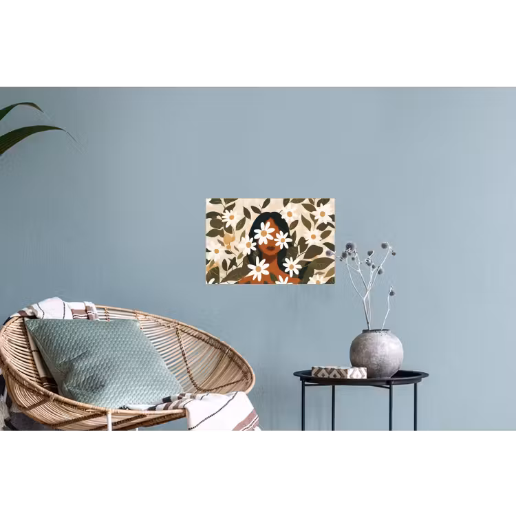 Muursticker - Illustratie - Vrouw - Madeliefjes - Wit — 4