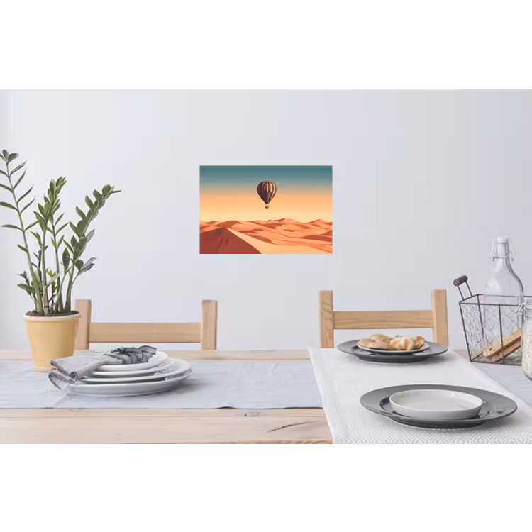 Muursticker - Luchtballon - Woestijn - Zonsondergang - Blauw — 3