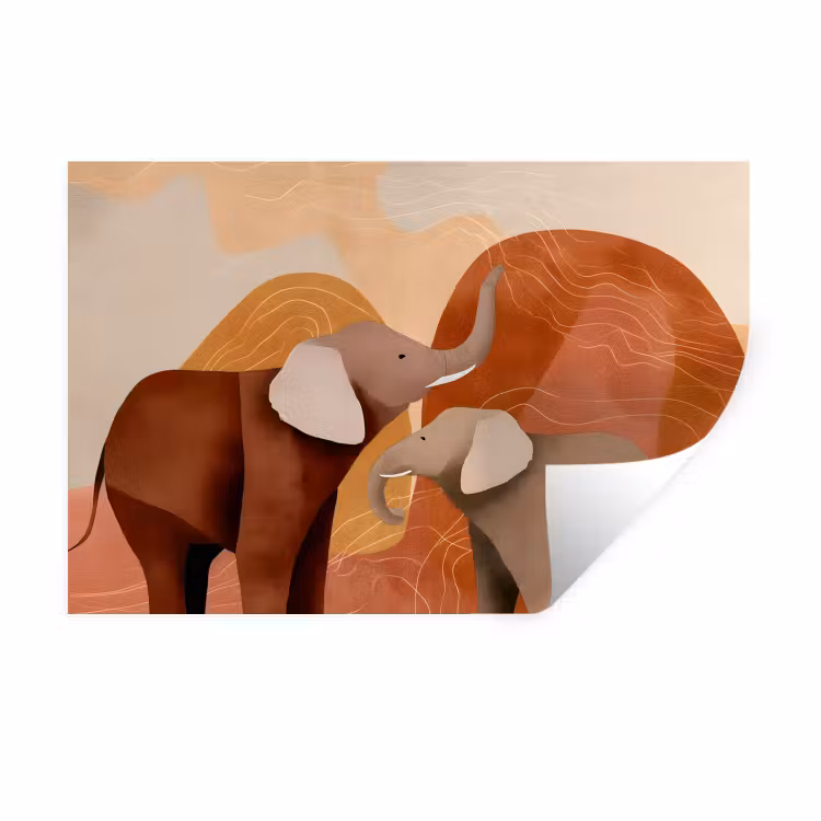 Muursticker - Olifanten - Oranje - Abstract — 1