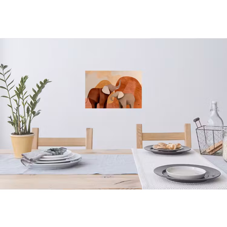 Muursticker - Olifanten - Oranje - Abstract — 3