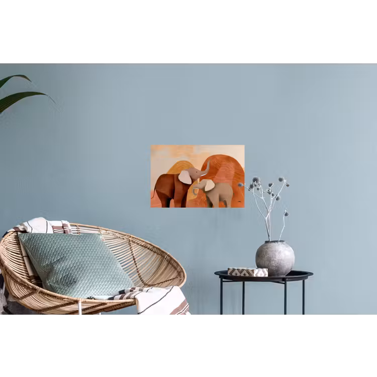 Muursticker - Olifanten - Oranje - Abstract — 4
