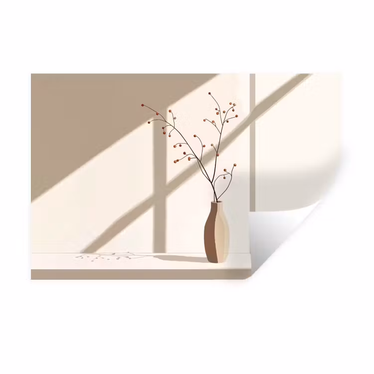 Muursticker - Vaas - Takken - Bessen - Minimalistisch — 1