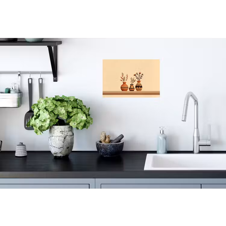 Muursticker - Vazen - Bloemen - Bladeren - Minimalistisch — 2