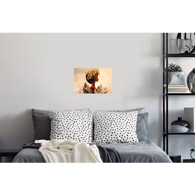 Muursticker - Vrouw - Krullen - Bloemen - Beige — 5