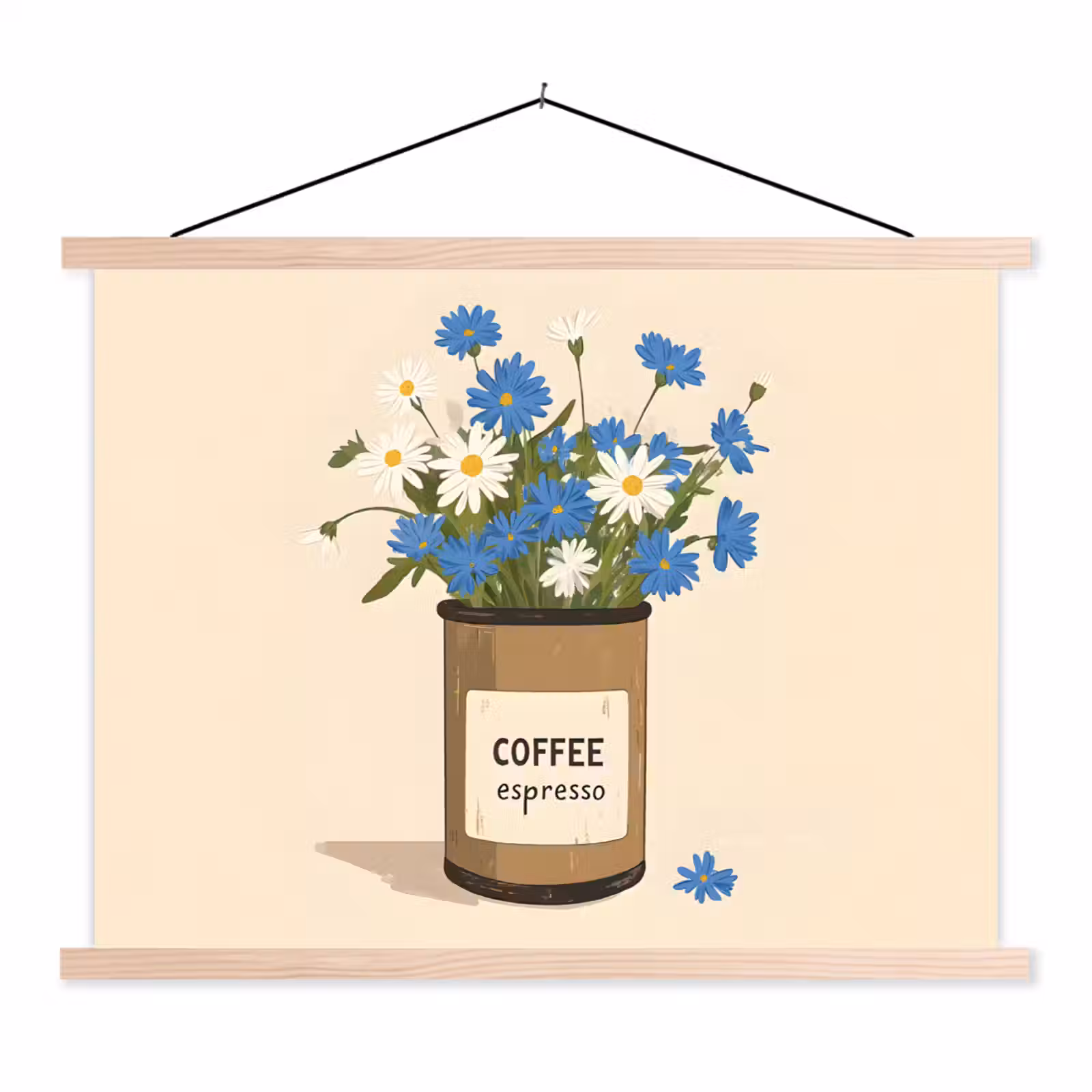 Schoolplaat - Coffee - Blik - Minimalistisch - Bloemen — 1
