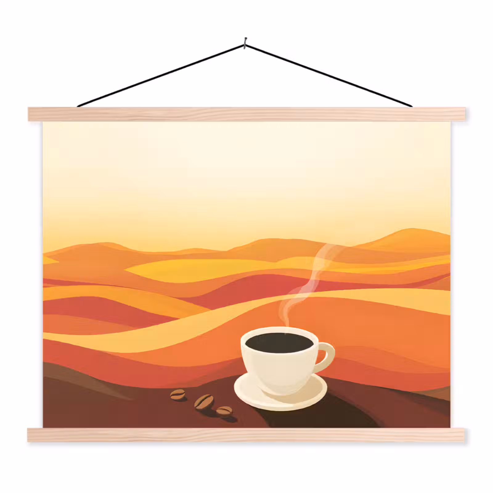 Schoolplaat - Koffie - Landschap - Oranje - Koffiebonen — 1