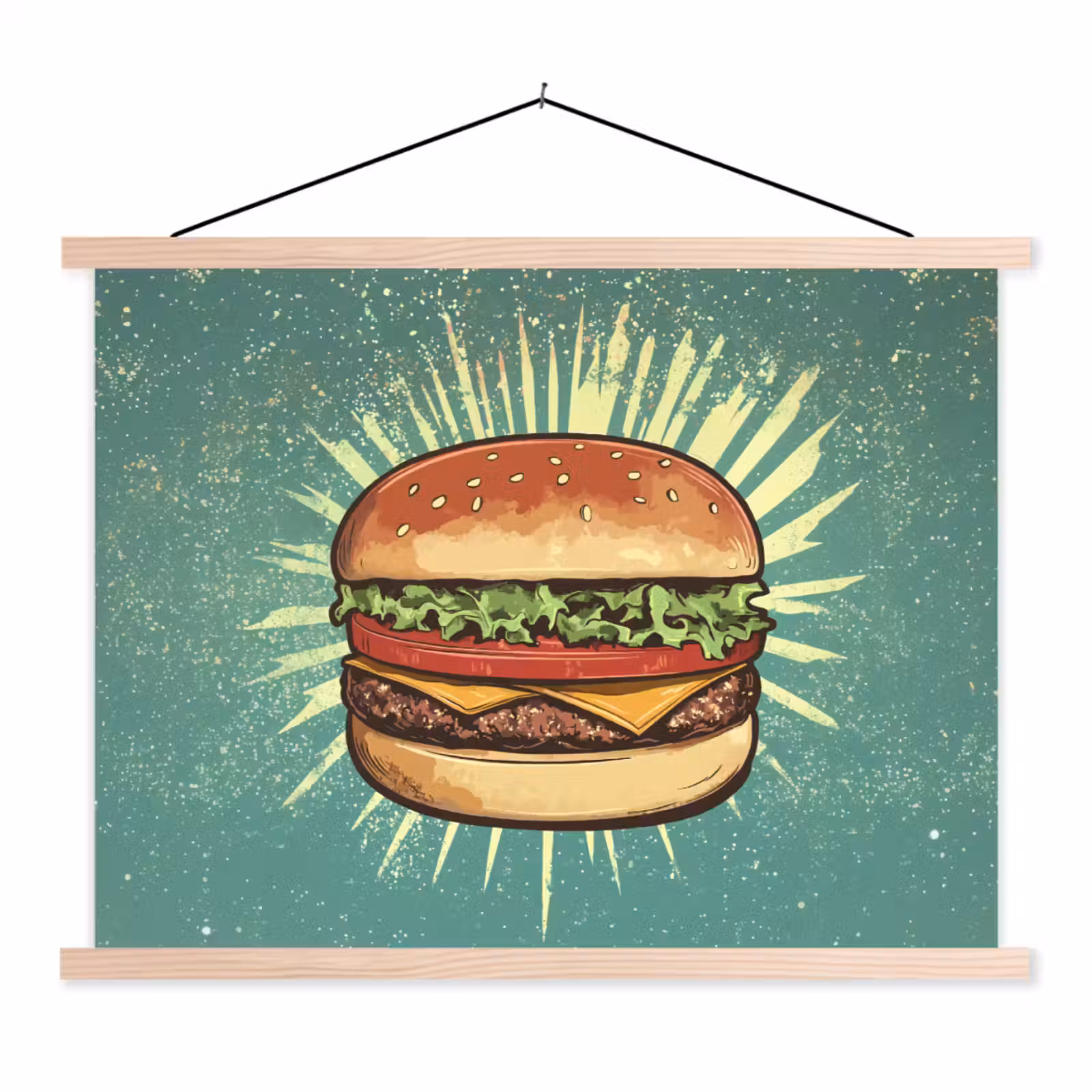 Schoolplaat - Hamburger - Illustratie - Sla - Kaas — 1