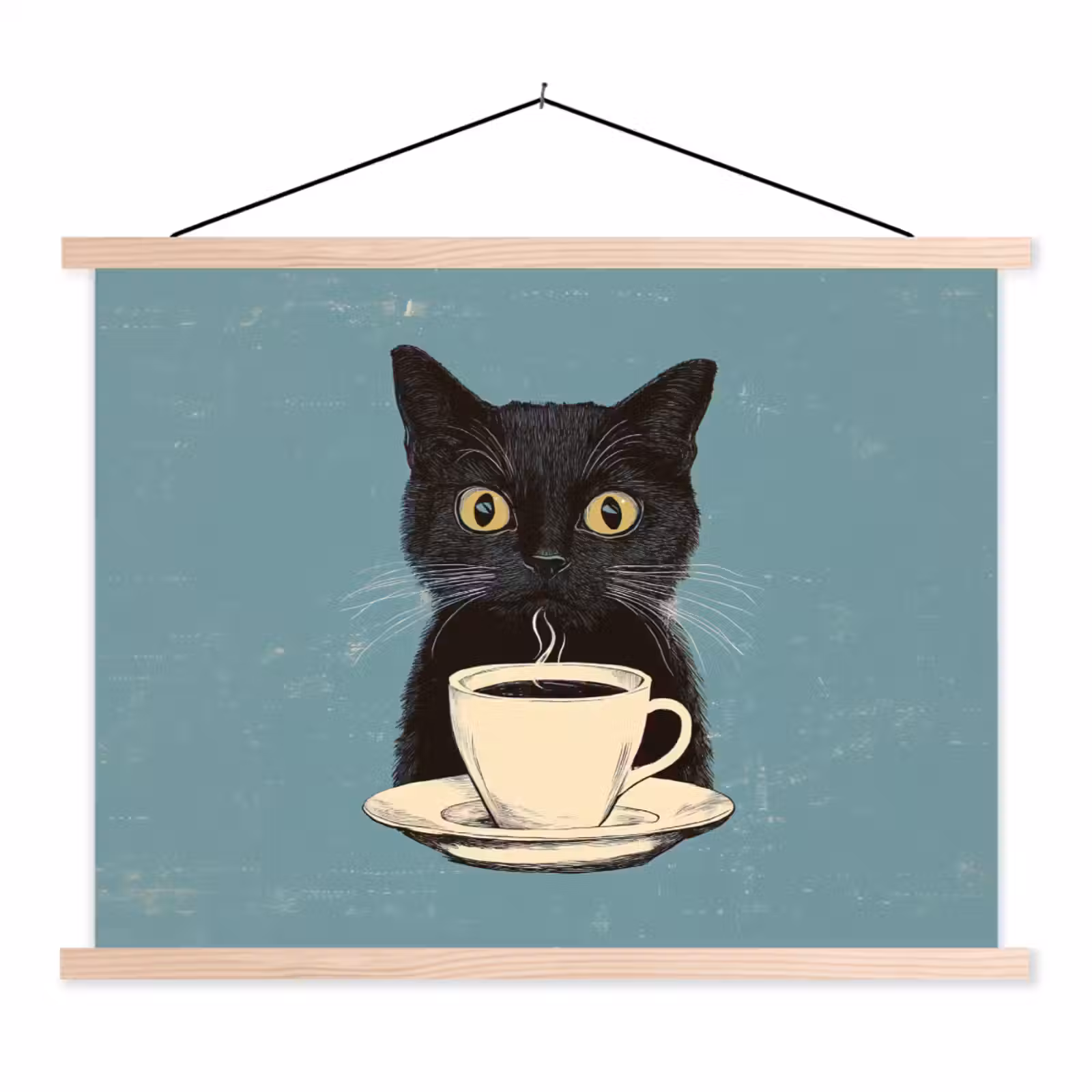 Schoolplaat - Kat - Zwart - Koffie - Minimalistisch — 1