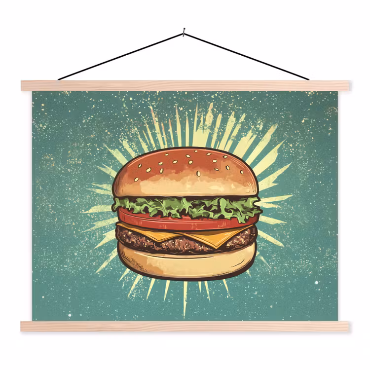 Schoolplaat - Hamburger - Illustratie - Sla - Kaas — 1