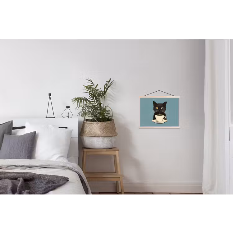 Schoolplaat - Kat - Zwart - Koffie - Minimalistisch — 2