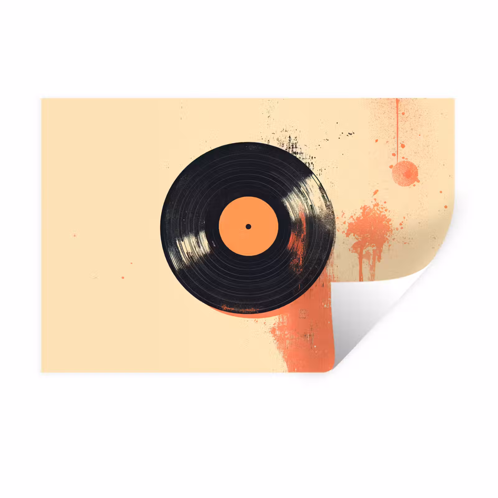 Muursticker - Vinylplaat - Zwart - Verfspatten - Retro — 1
