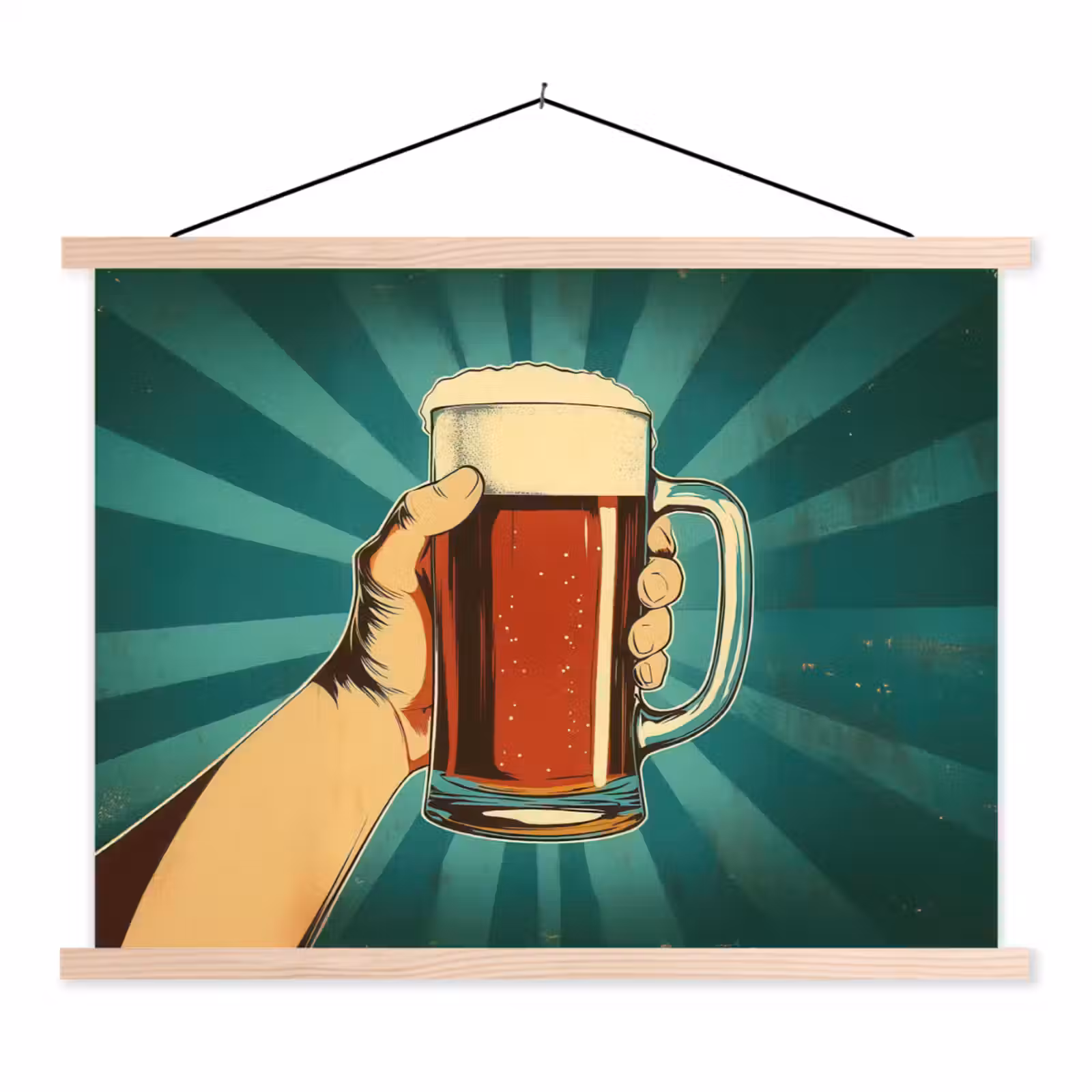 Schoolplaat - Bierglas - Schuim - Retro - Groen — 1