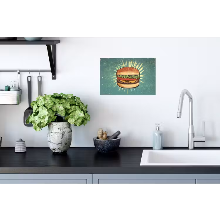 Muursticker - Hamburger - Illustratie - Sla - Kaas — 2
