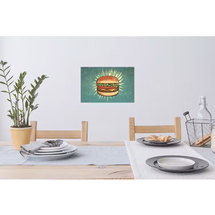 Muursticker - Hamburger - Illustratie - Sla - Kaas — 3