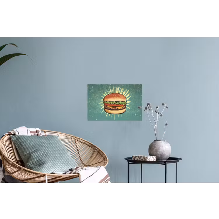 Muursticker - Hamburger - Illustratie - Sla - Kaas — 4