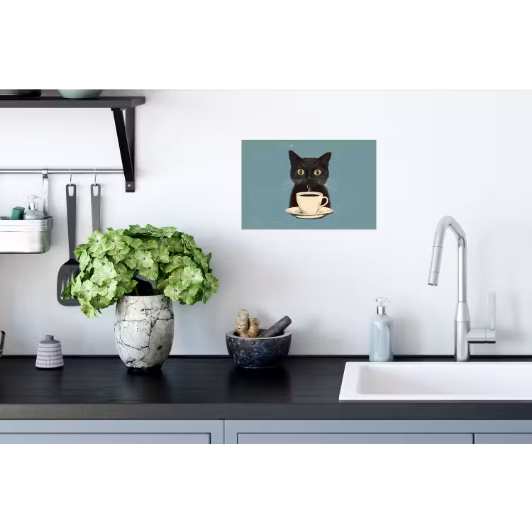 Muursticker - Kat - Zwart - Koffie - Minimalistisch — 2