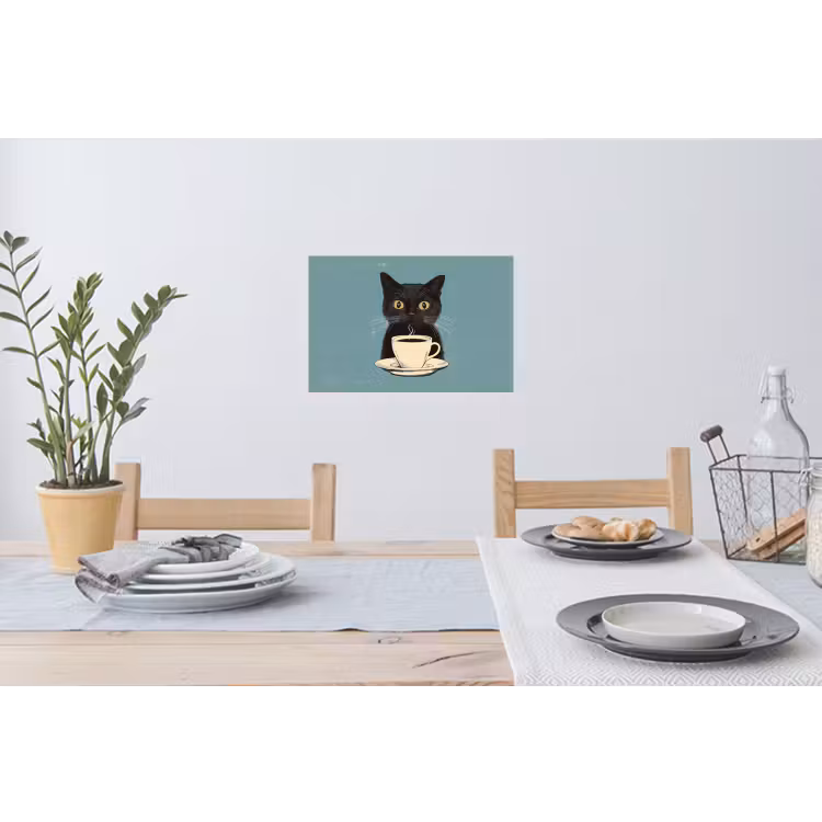 Muursticker - Kat - Zwart - Koffie - Minimalistisch — 3