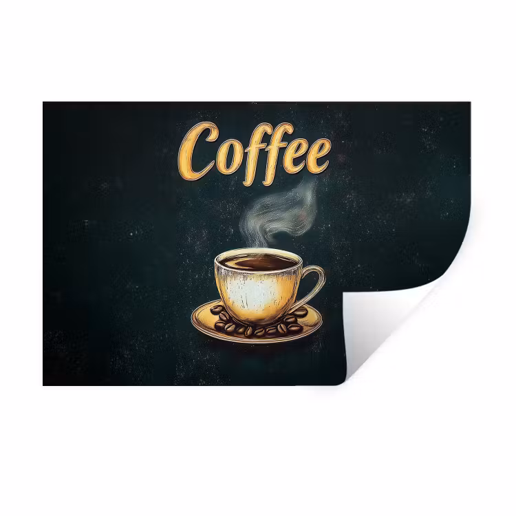 Muursticker - Koffie - Schotel - Koffiebonen - Retro — 1