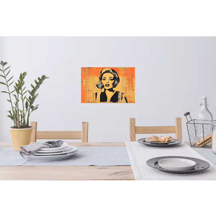 Muursticker - Retro - Vrouw - Koptelefoon - Oranje — 3