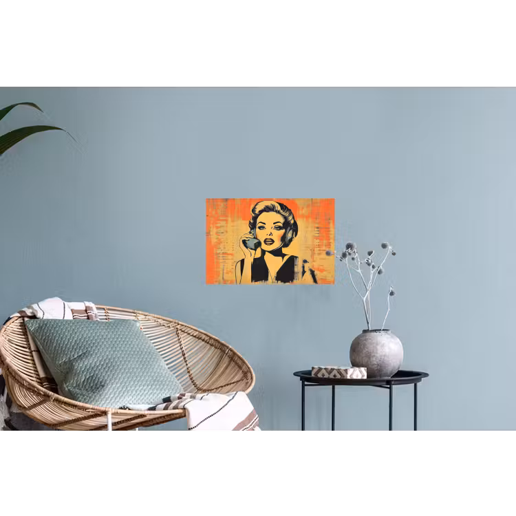 Muursticker - Retro - Vrouw - Koptelefoon - Oranje — 4