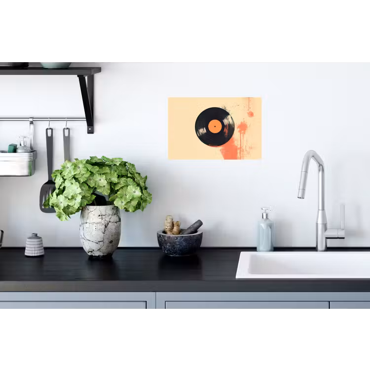 Muursticker - Vinylplaat - Zwart - Verfspatten - Retro — 2
